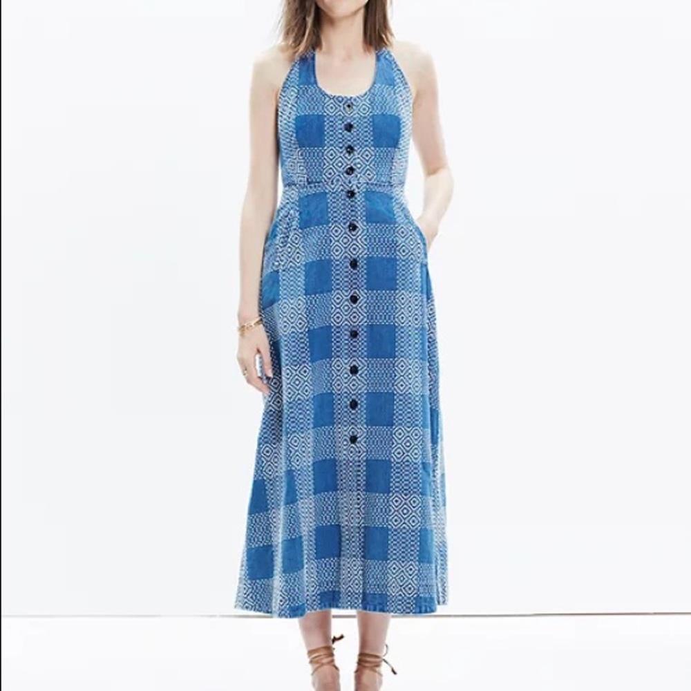 Madewell Japanese Embroidered Denim Dress